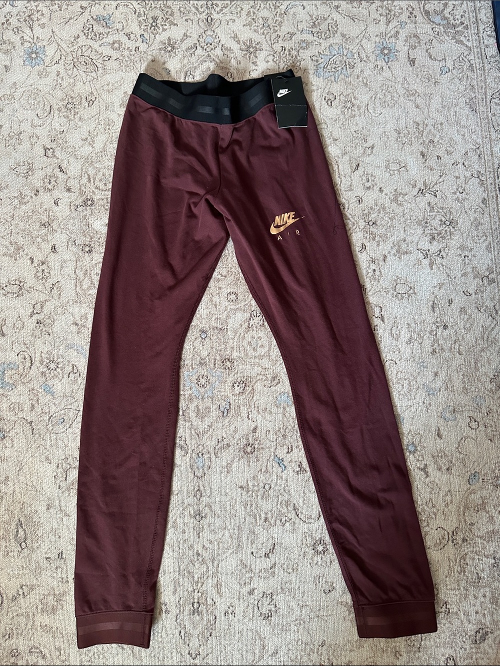Nike Women’s Maroon Jogger Tights with Gold Logo
